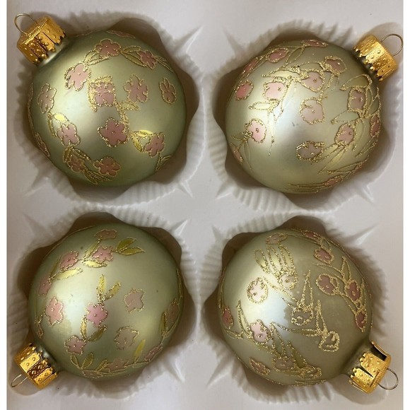 Other - Hand Decorated Glass Christmas Ornaments Trim A Home European Collection 4pcs